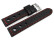 Uhrenarmband - Leder - gelocht - schwarz rote Naht 18mm Stahl
