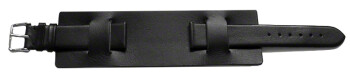 Uhrenarmband - Leder - Business - mit Unterlage - schwarz 8mm Stahl