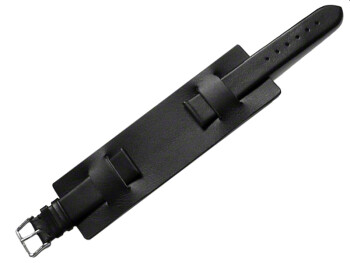 Uhrenarmband - Leder - Business - mit Unterlage - schwarz 8mm Stahl