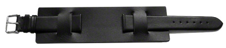 Uhrenarmband - Leder - Business - mit Unterlage - schwarz 14mm Stahl