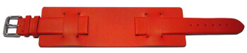 Uhrenarmband - Leder - Business - mit Unterlage - rot 18mm Stahl