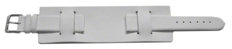 Uhrenarmband - Leder - Business - mit Unterlage - weiß 8mm Stahl