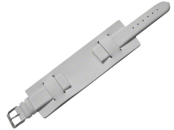 Uhrenarmband - Leder - Business - mit Unterlage - weiß 8mm Stahl