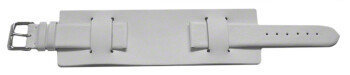 Uhrenarmband - Leder - Business - mit Unterlage - weiß 16mm Stahl