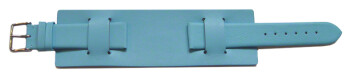 Uhrenarmband - Leder - Business - mit Unterlage - hellblau 12mm Stahl