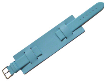 Uhrenarmband - Leder - Business - mit Unterlage - hellblau 20mm Gold