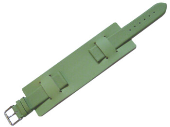 Uhrenarmband - Leder - Business - mit Unterlage - grün 16mm Stahl