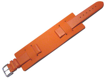Uhrenarmband - Leder - Business - mit Unterlage - orange 12mm Stahl