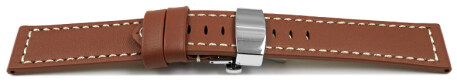 Uhrenarmband mit Butterfly Schließe Leder massiv rrot-braun 18mm 20mm 22mm 24mm