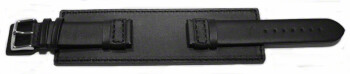 Uhrenarmband - Leder - Voll-Unterlage - schwarz 18mm Stahl