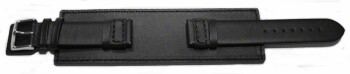 Uhrenarmband Leder Voll-Unterlage schwarz 20mm Stahl