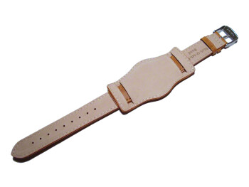 Uhrenband - Leder - mit Unterlage - Bundeswehr (Bund) - braun 18mm Gold