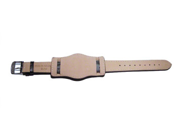 Uhrenband - Leder - mit Unterlage - Bundeswehr (Bund) -schwarz 18mm Gold