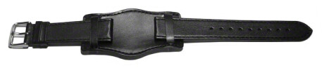 Uhrenband Leder mit Unterlage Bundeswehr (Bund) schwarz 22mm Stahl