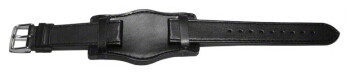 Uhrenband Leder mit Unterlage Bundeswehr (Bund) schwarz 22mm Stahl