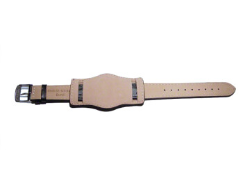 Uhrenband - Leder - mit Unterlage - Bundeswehr (Bund) -schwarz 24mm Stahl