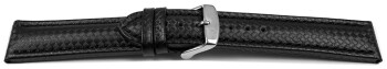 Uhrenarmband - Leder - Carbon Prägung - schwarz TiT 18mm Stahl