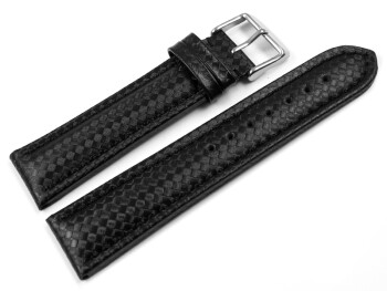 Uhrenarmband - Leder - Carbon Prägung - schwarz TiT 20mm Stahl