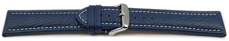Uhrenband - echtes Leder - gepolstert - genarbt - blau 18mm Stahl