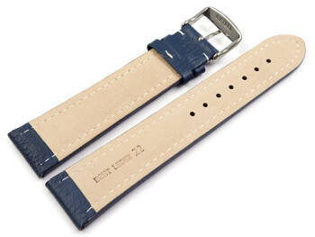 Uhrenband - echtes Leder - gepolstert - genarbt - blau 18mm Stahl