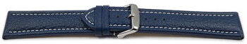 Uhrenband - echtes Leder - gepolstert - genarbt - blau 22mm Stahl