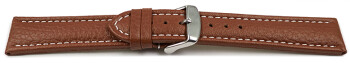 Uhrenband - echtes Leder - gepolstert - genarbt - hellbraun 20mm Stahl