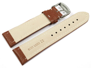 Uhrenband - echtes Leder - gepolstert - genarbt - hellbraun 24mm Stahl