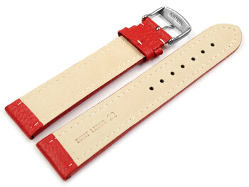 Uhrenband - echtes Leder - gepolstert - genarbt - rot 18mm Stahl