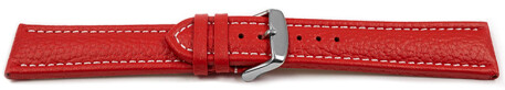 Uhrenband - echtes Leder - gepolstert - genarbt - rot 22mm Stahl