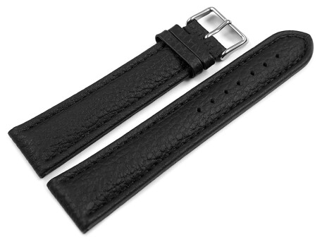 Uhrenband - echtes Leder - gepolstert - genarbt - schwarz 18mm Stahl
