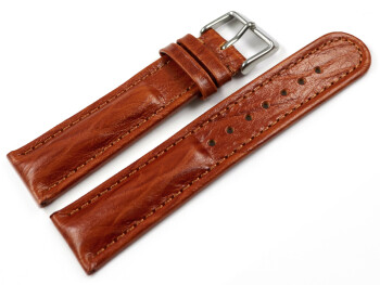 Uhrenband - Leder - gepolstert - Bark - braun TiT 20mm Stahl