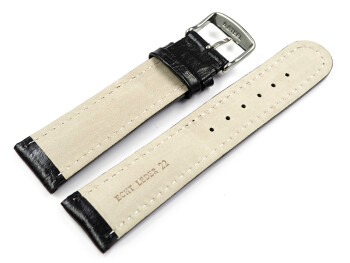 Uhrenband - Leder - gepolstert - Bark - schwarz TiT 20mm Stahl