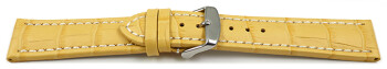 Uhrenarmband - gepolstert - Kroko Prägung - Leder - gelb 18mm Stahl