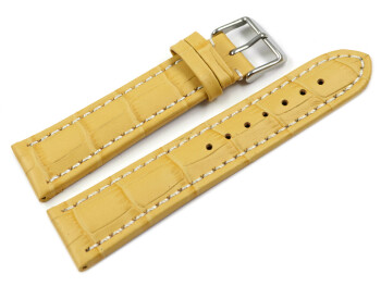 Uhrenarmband - gepolstert - Kroko Prägung - Leder - gelb 18mm Gold