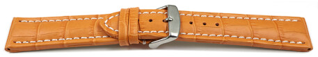 Uhrenarmband - gepolstert - Kroko Prägung - Leder - orange 18mm Stahl