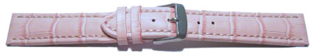 Uhrenarmband - gepolstert - Kroko Prägung - Leder - rosa 22mm Gold