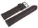 Uhrenarmband - gepolstert - Kroko Prägung - Leder - schwarz - rote Naht 20mm Stahl
