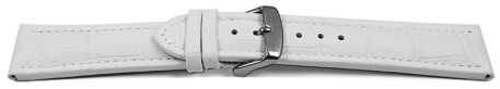 Uhrenarmband - gepolstert - Kroko Prägung - Leder - weiß 22mm Stahl