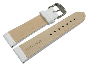 Uhrenarmband - gepolstert - Kroko Prägung - Leder - weiß 24mm Stahl