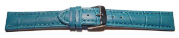 Uhrenarmband - gepolstert - Kroko Prägung - Leder - türkis 24mm Gold