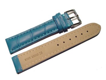 Uhrenarmband - gepolstert - Kroko Prägung - Leder - türkis 24mm Gold