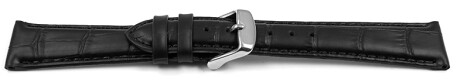 Uhrenarmband - Leder Kroko Prägung - schwarz - 21 mm Stahl