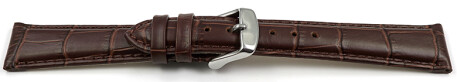Uhrenarmband - Leder - Kroko Prägung - braun - 17 mm Stahl