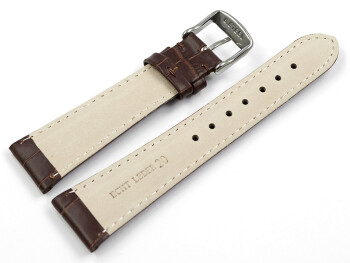 Uhrenarmband - Leder - Kroko Prägung - braun - 23 mm Stahl