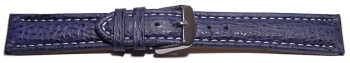 Uhrenarmband - gepolstert - echt Hai - dunkelblau 22mm Stahl