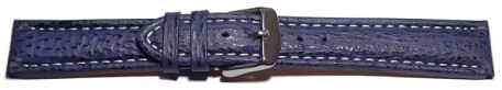Uhrenarmband - gepolstert - echt Hai - dunkelblau 24mm Stahl