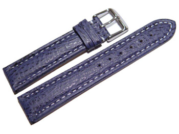 Uhrenarmband - gepolstert - echt Hai - dunkelblau 24mm Stahl