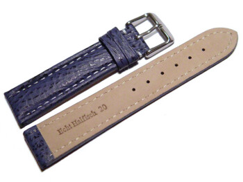 Uhrenarmband - gepolstert - echt Hai - dunkelblau 24mm Stahl