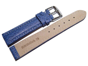 Uhrenarmband - gepolstert  - echt Hai - hellblau 20mm Stahl