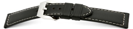 Uhrenarmband - Breitdorn - echt Juchten - Rind - Glatt - schwarz 24/22mm
